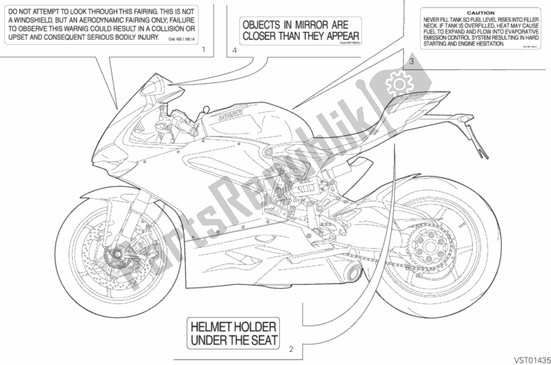 Todas as partes de Posizionamento Targhette do Ducati Superbike 1299S ABS USA 2016